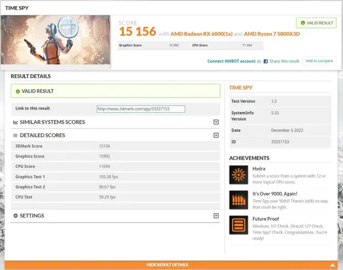 Benchmark PC punteggio dettagliato 3DMark