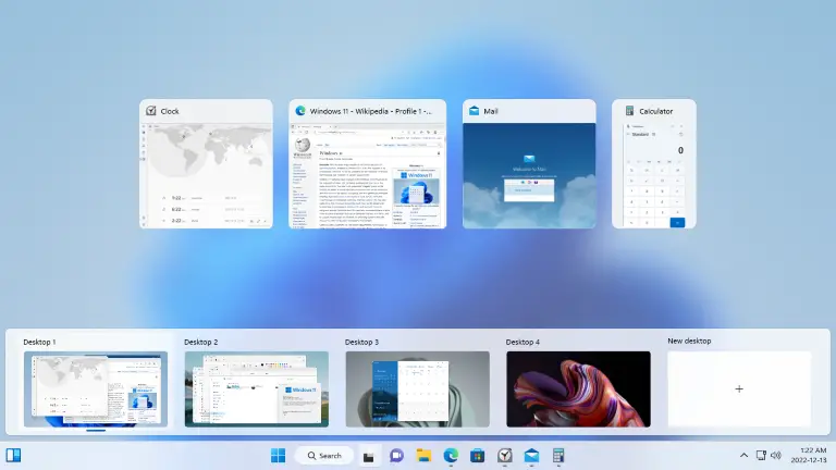 sistema operativo Virtual Desktops in Windows 11